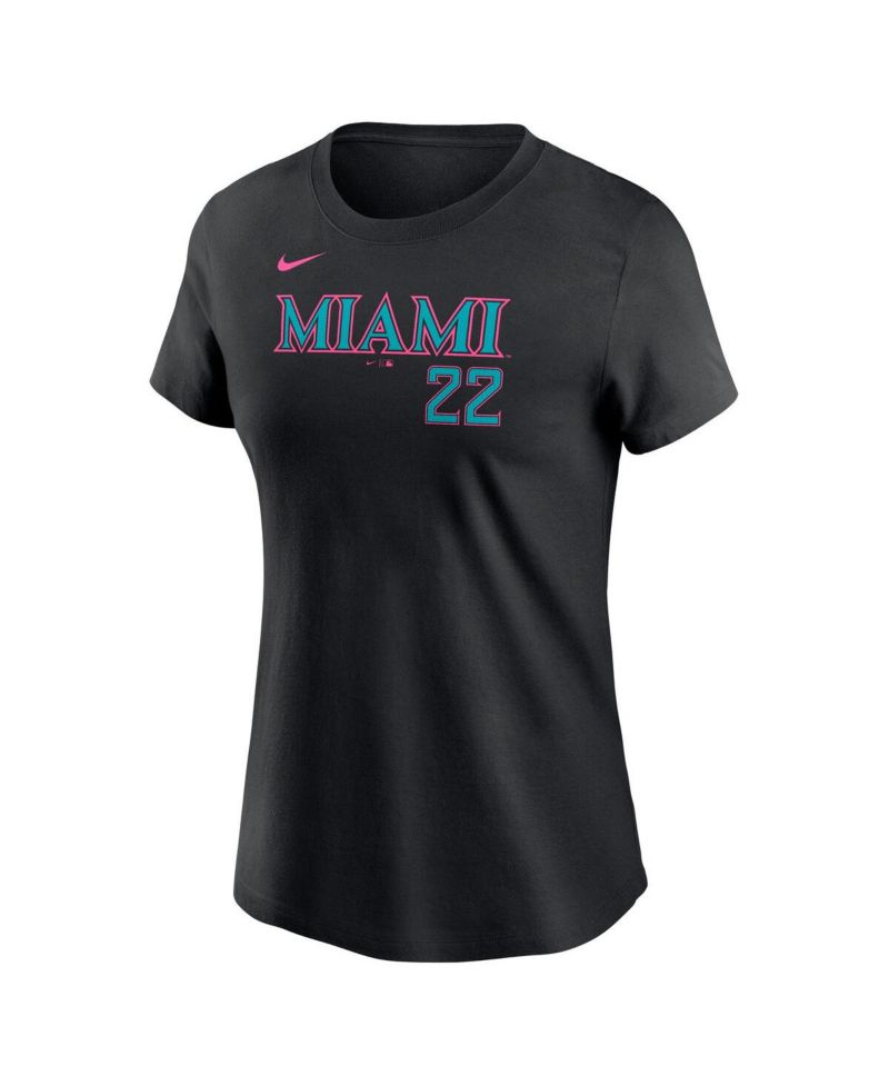 Women's Sandy Alcantara Black Miami Marlins 2025 City Connect Fuse Name & Number T-Shirt