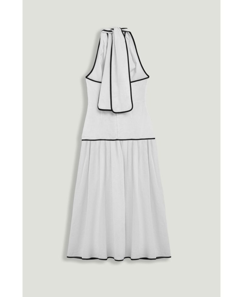 Women's Binding Detail Halterneck Midi Dress