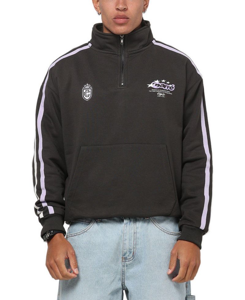 Men's Footie Oversized Contrast-Stripe Quarter-Zip Sweatshirt
