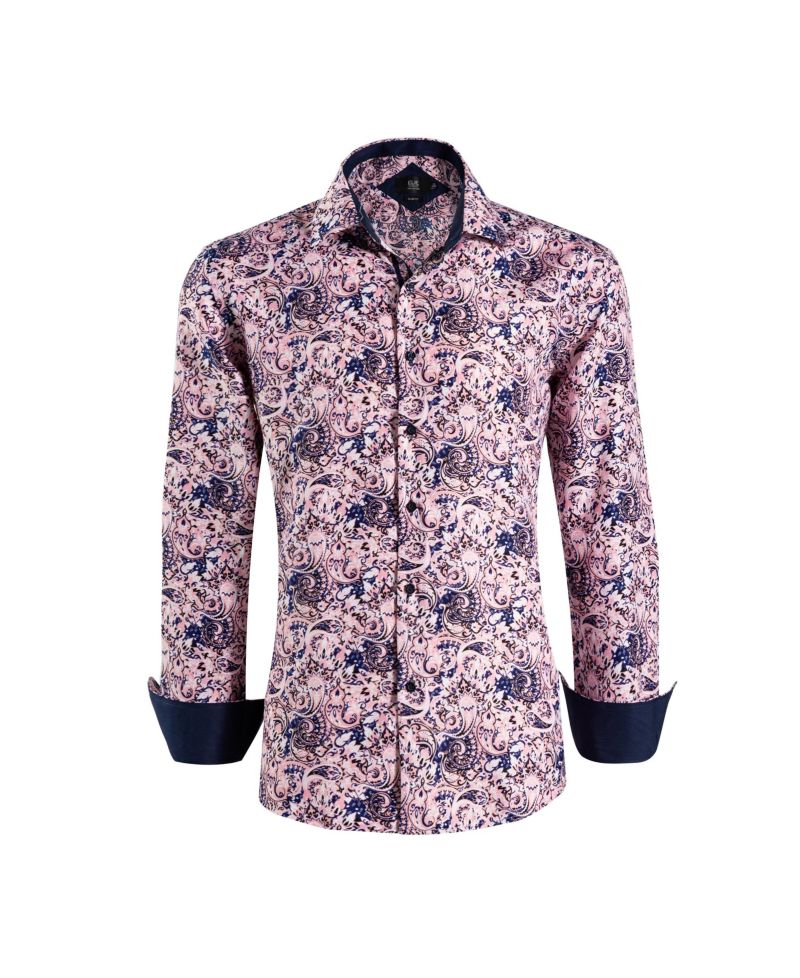 Big Boys Pink Slim Fit Printed Shirt for