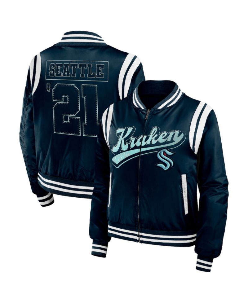 Women's Deep Sea Blue Seattle Kraken Baller Full-Zip Bomber Jacket