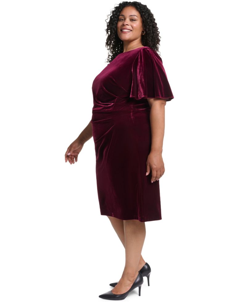 Petite Boat Neck Velvet Dress