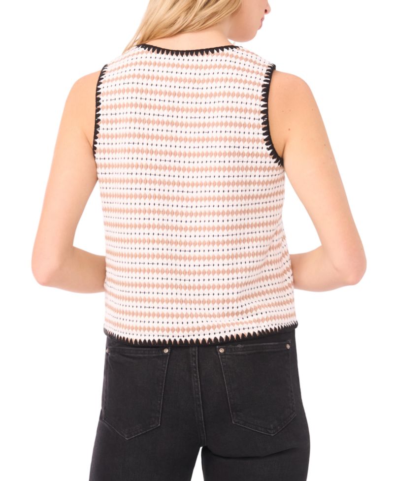 Women's Crochet Detail Sleeveless Crew Neck Vest Top