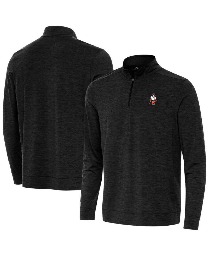 Men's Heather Black Clemson Tigers Golfer Bright Quarter-Zip Sweatshirt