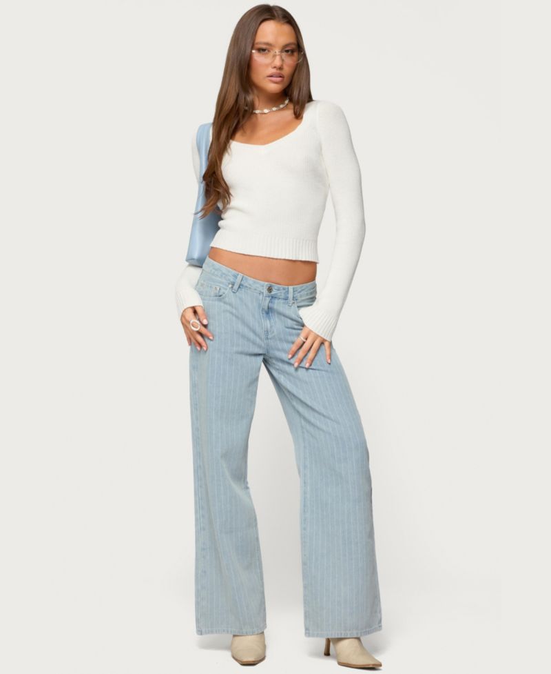 Women's Maliah Ribbed Knit V Neck Top