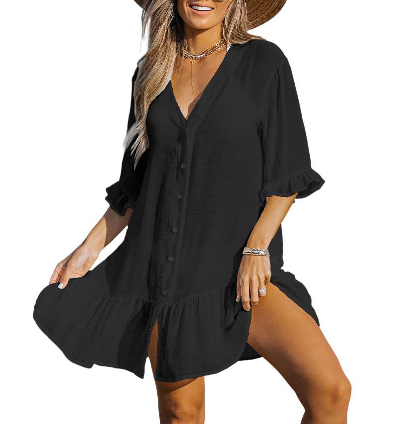 Women's Ruffled Swim Cover-Up Dress