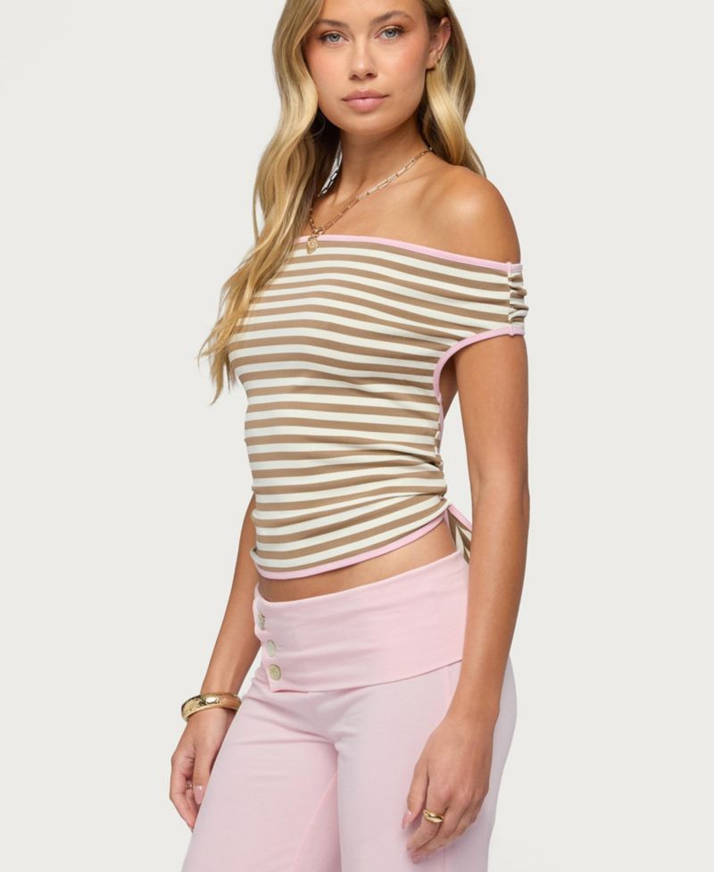 Women's Zory Striped Backless Off Shoulder Top