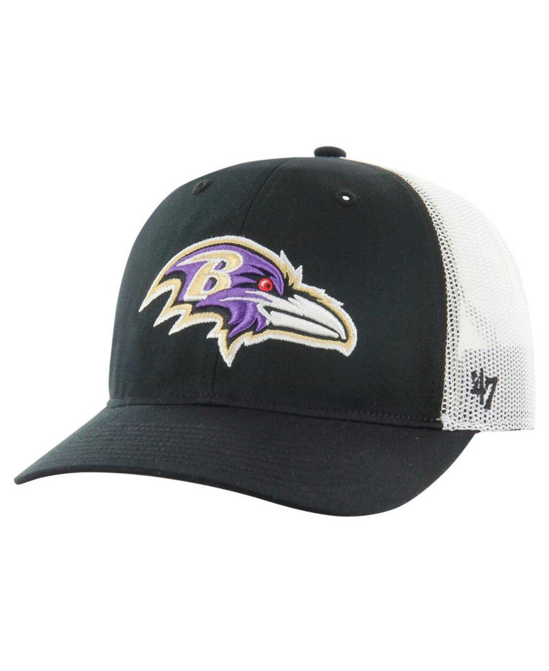 Big Boys and Girls Black/White Baltimore Ravens Trucker Adjustable Hat