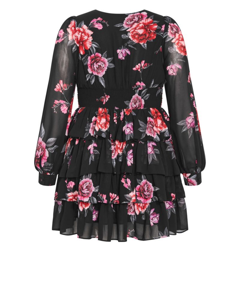 Plus Size Juliette Long-Sleeve Floral-Print V-Neck Dress