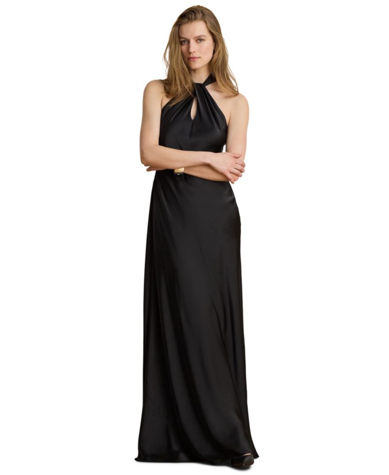 Women's Satin Charmeuse Halter Gown