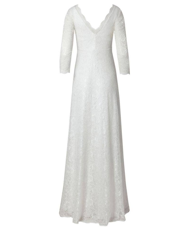 Women's Anya 3/4 Sleeve V-Neck Lace Bridal Gown