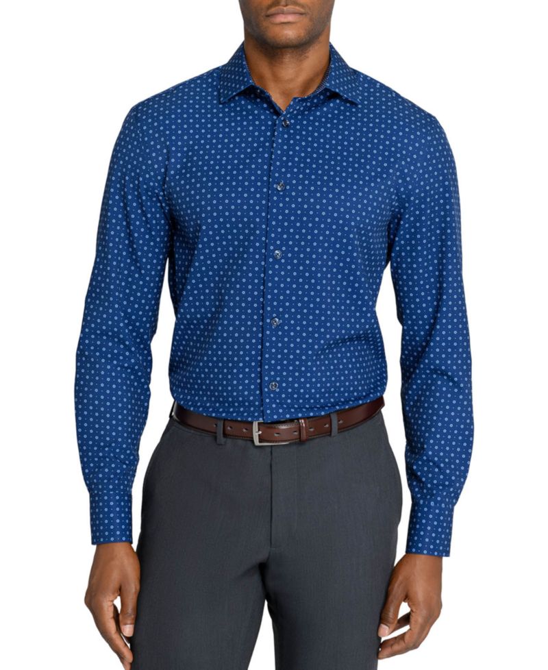 Men's Slim-Fit 4-Way Stretch Floral-Print Dress Shirt