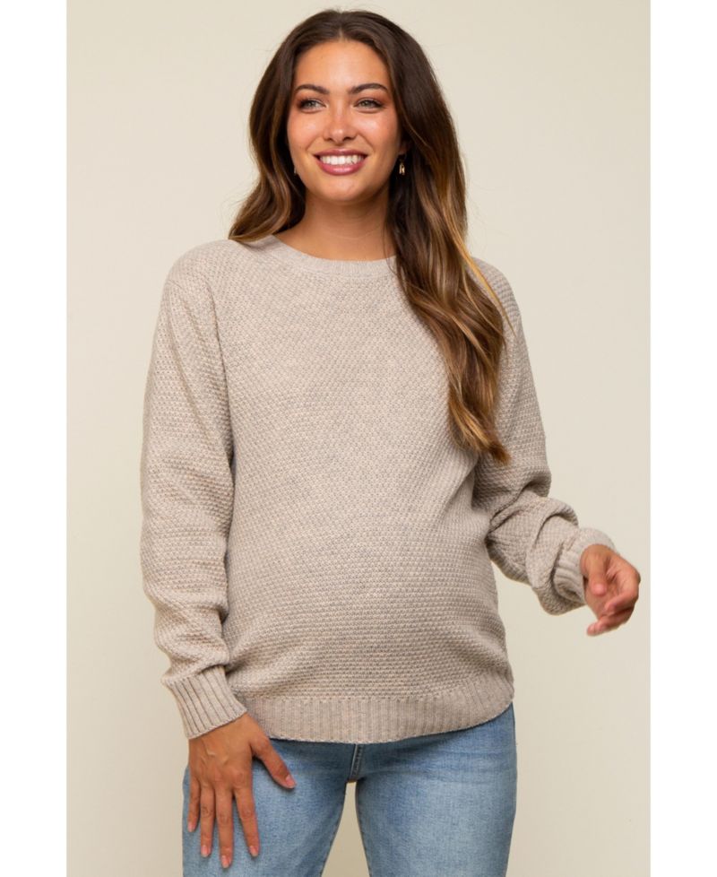 Women's Beige Knit Pullover Sweater