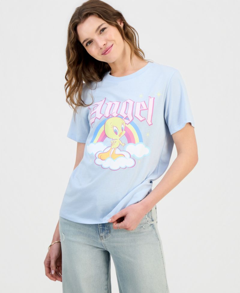 Juniors' Tweety Bird Angel Graphic-Print Tee