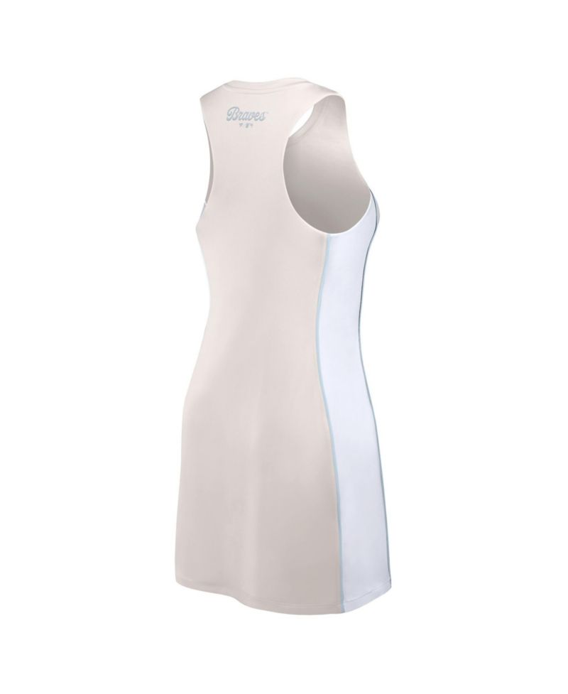 Women's Cream Atlanta Braves Studio Boost Athletic Half-Zip Dress
