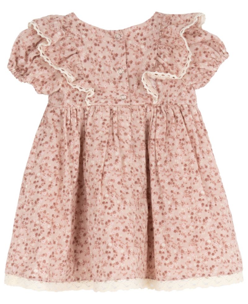 Baby Girls' Printed Cotton Voile Puff Sleeve Dress and Diaper Cover, 2-Piece Set