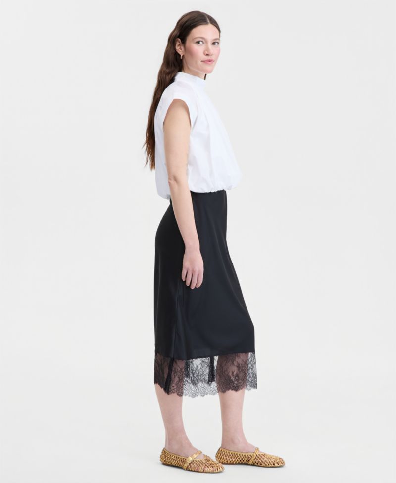 Women's Lace-Hem Midi Slip Skirt