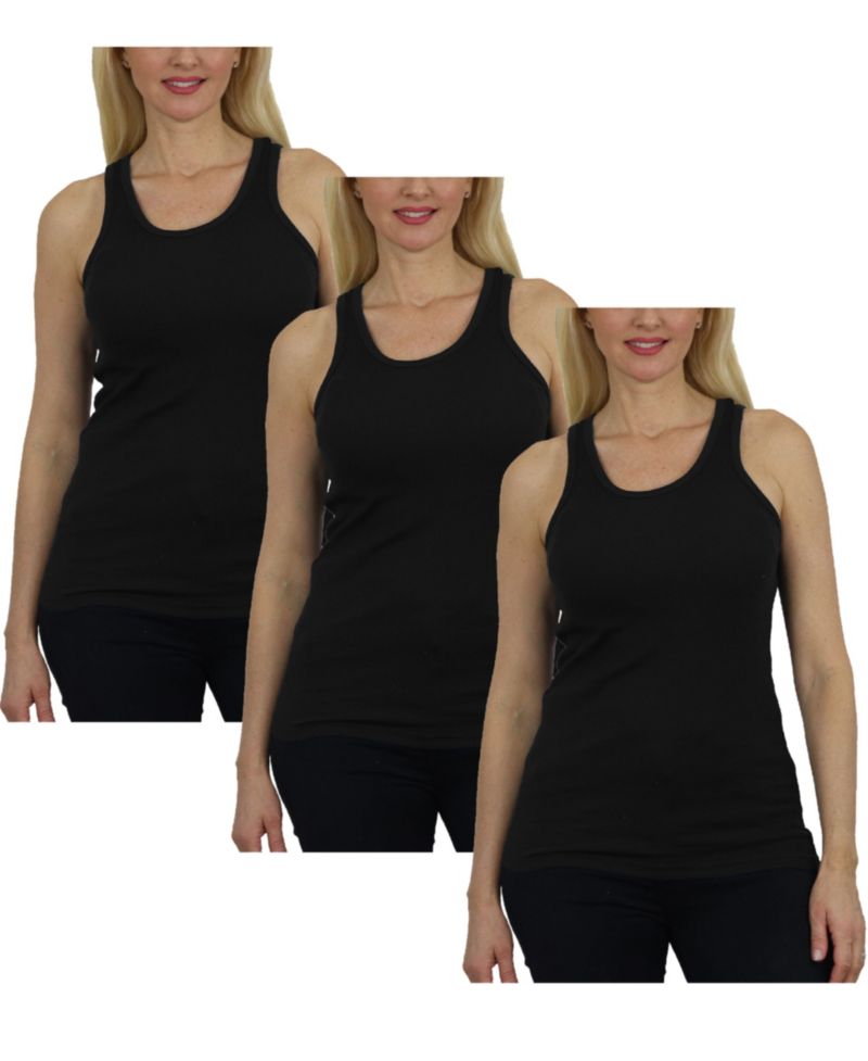 Women's Loose Fit Ribbed Tank Top-3 Pack