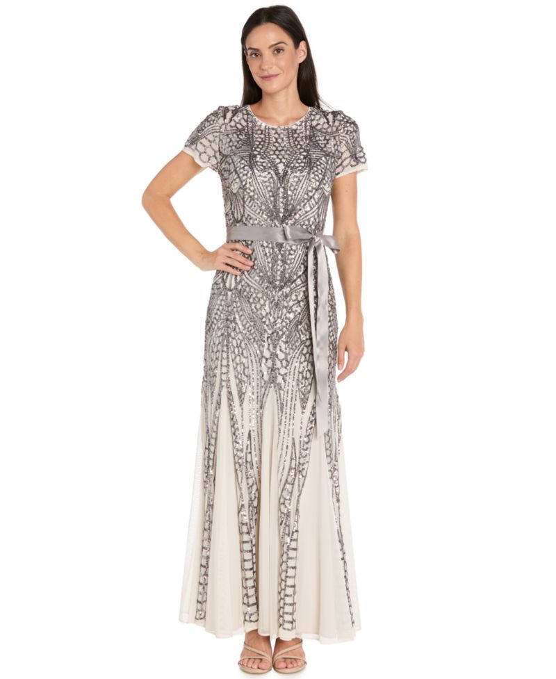 Women’s Long Sequin Short-Sleeve Gown