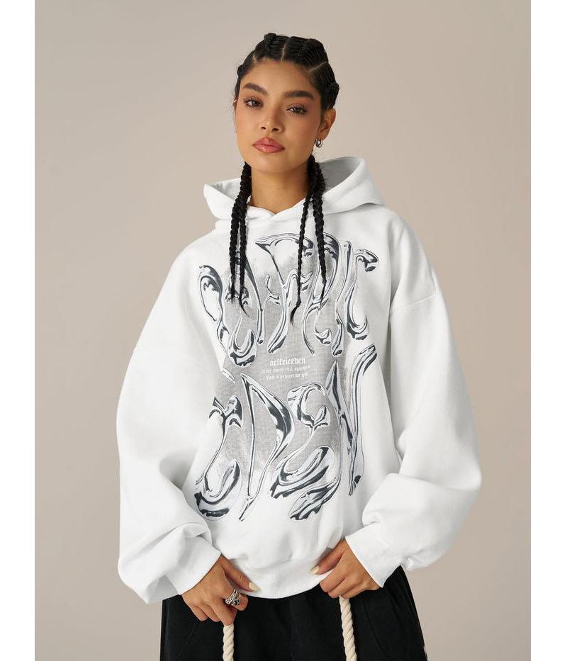 Women's Futuristic Liquid Metal Design Pullover Hoodie