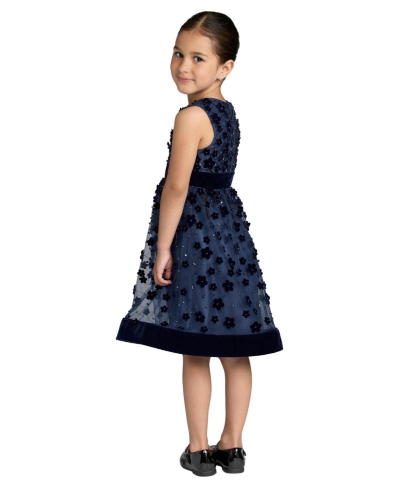Big Girls Embellished Floral A-Line Dress