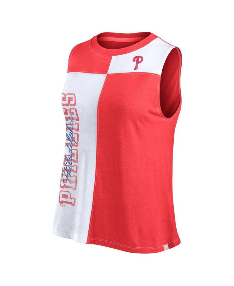 Women's Red/White Philadelphia Phillies Color-Block Tank Top