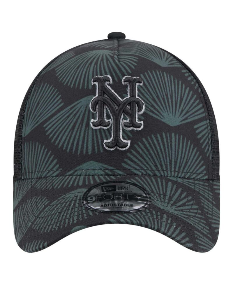 Men's Black New York Mets 9FORTY A-Frame Trucker Adjustable Hat