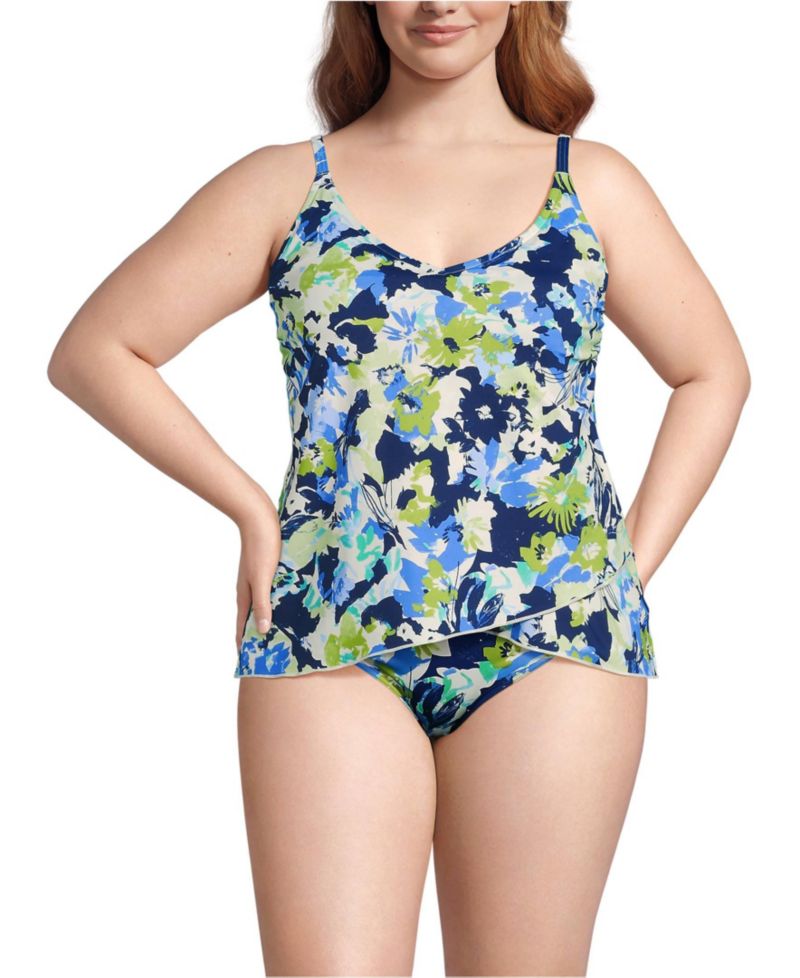 Plus Size Tulip Hem Tankini Top 24.5"