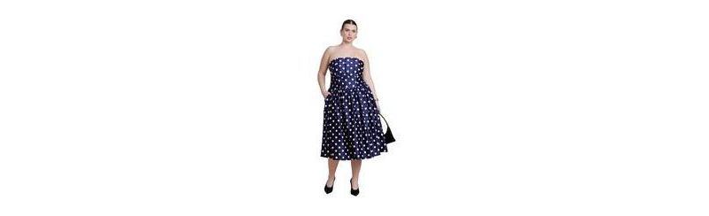 Women's Strapless Polka Dot Flare Midi Dress