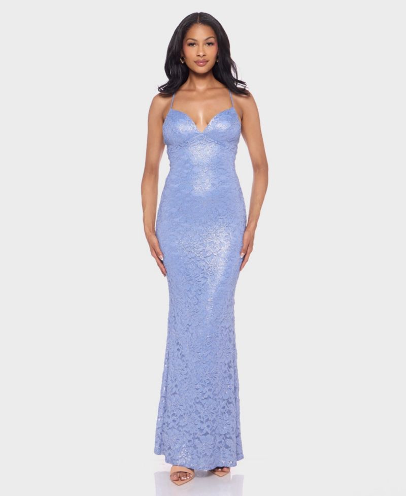 Juniors' Spaghetti Straps Sweetheart Neck Ball Gown