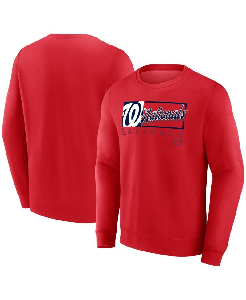 Men's Red Washington Nationals Focus Fleece Pullover Sweatshirt
