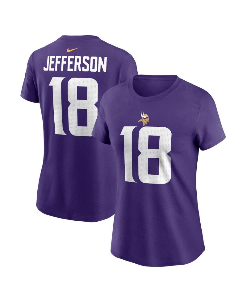 Men's and Women's Justin Jefferson Purple Minnesota Vikings Player Name & Number T-Shirt
