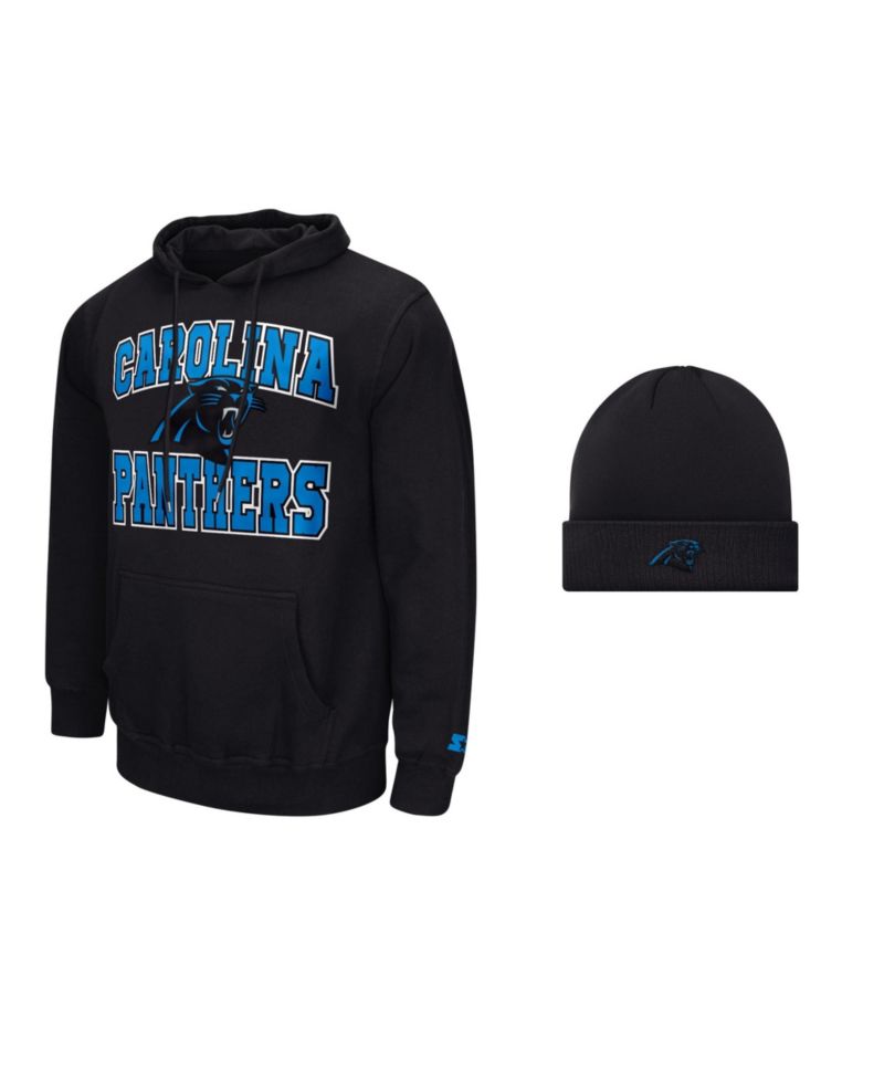 Men's Black Carolina Panthers Hoodie and Cuffed Knit Hat Combo Pack
