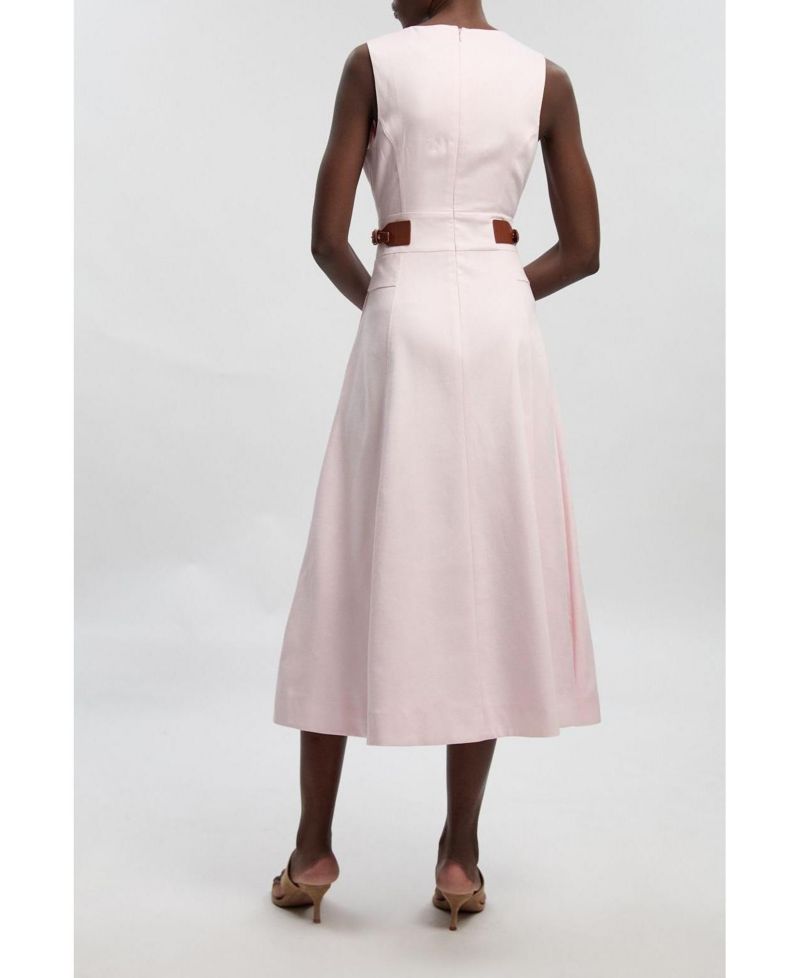 Women's Tailored Linen Full Midi Dress