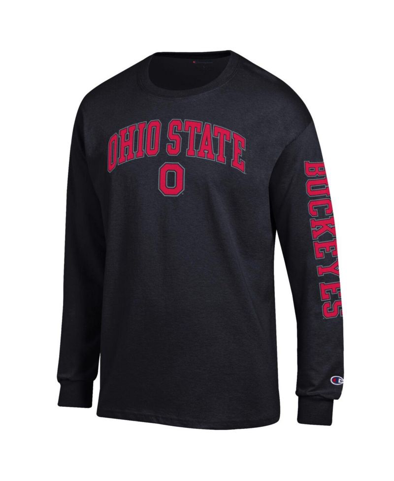 Men's Scarlet Ohio State Buckeyes Arch Over Logo 2-Hit Long Sleeve T-Shirt