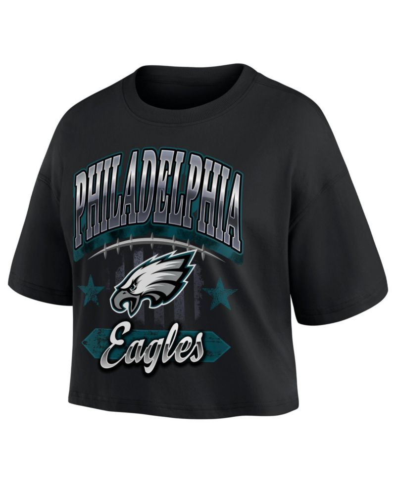 Women's Black Philadelphia Eagles Americana Cropped T-Shirt