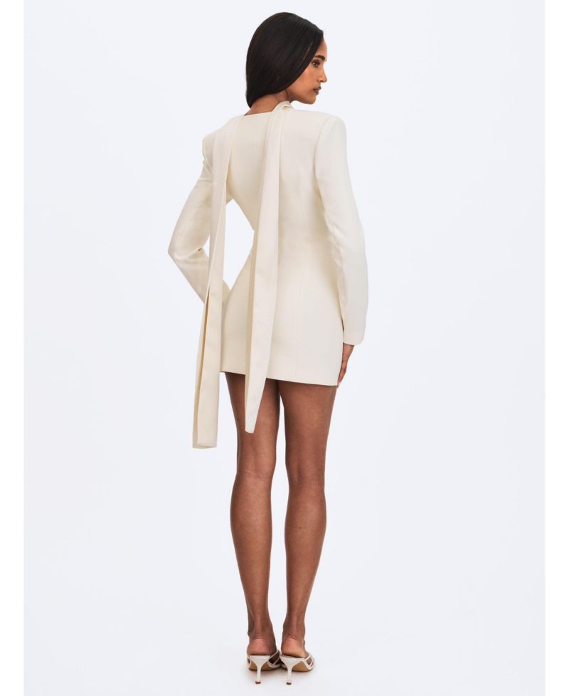 Women's Jeannie Cream Blazer Mini Dress with Scarf