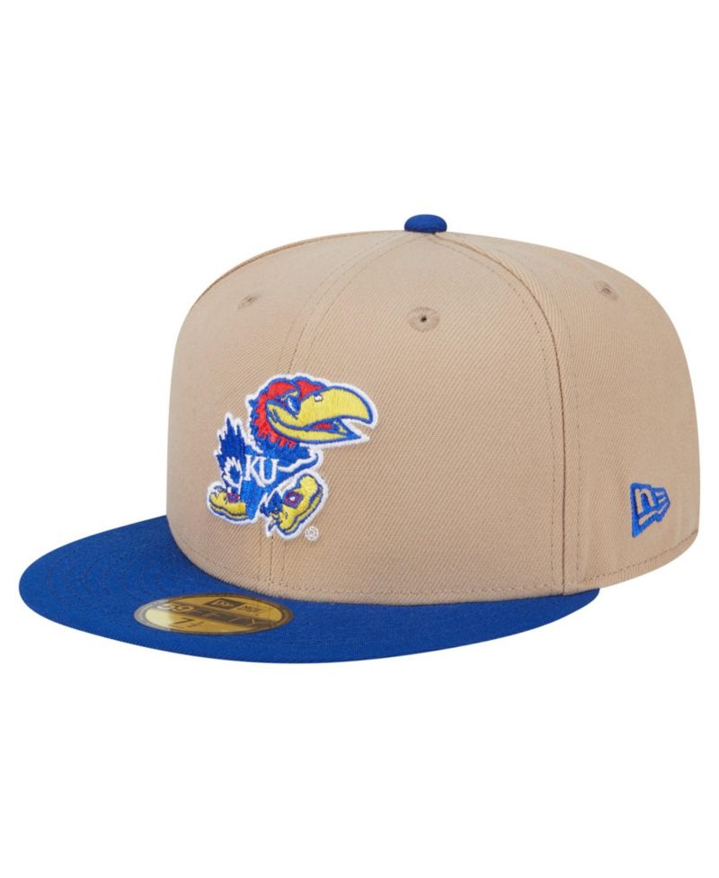 Men's Khaki Kansas Jayhawks Two-Tone 59FIFTY Fitted Hat
