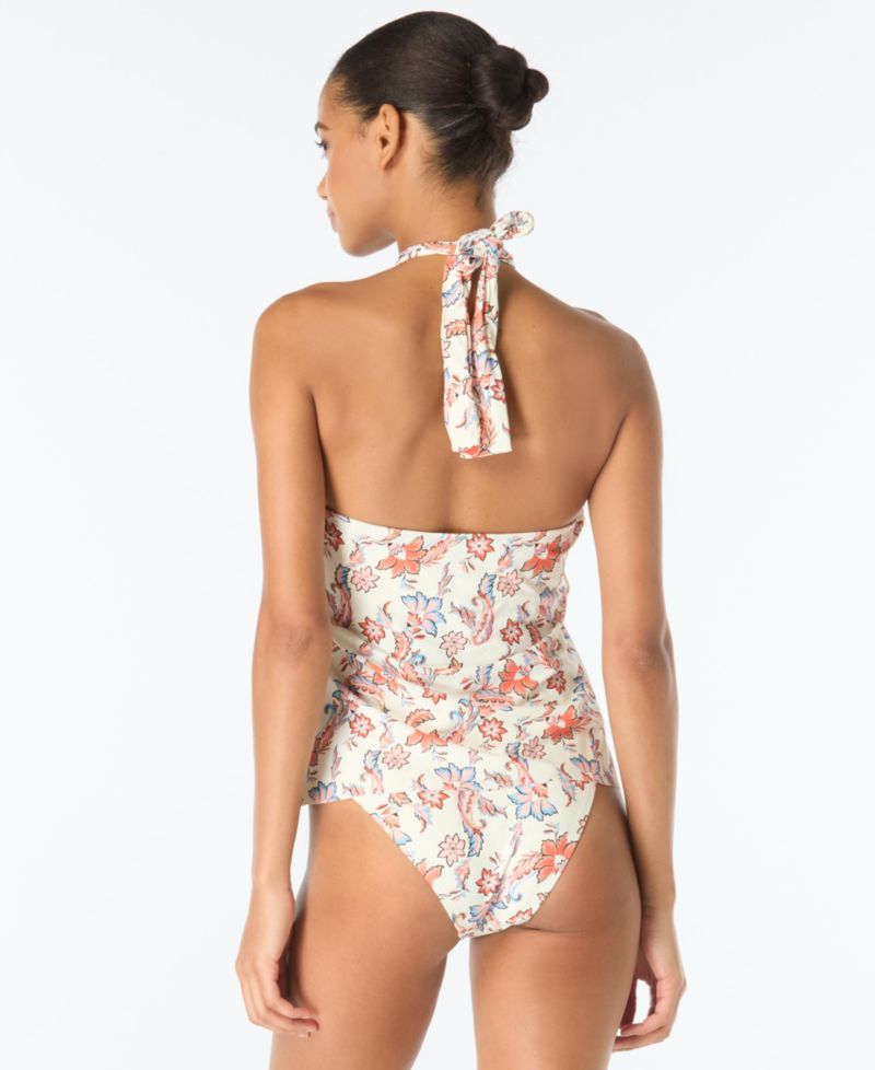 Women's Cross-Over Printed Tankini Top and High-Cut Bottoms