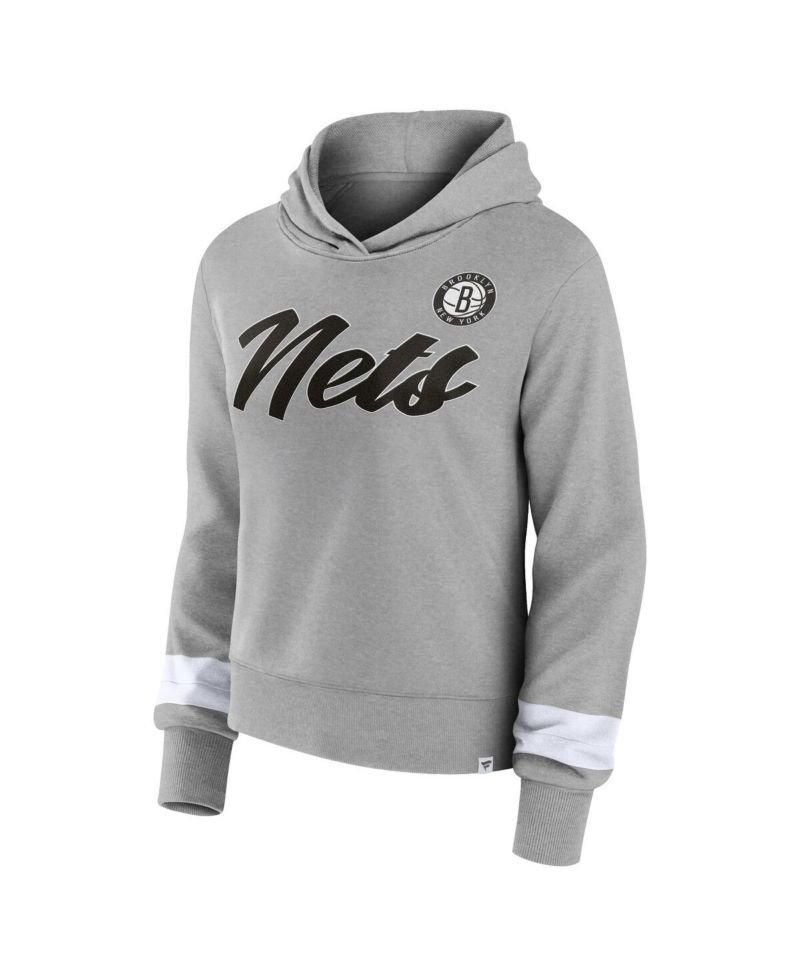 Women's Heather Gray Brooklyn Nets Halftime Pullover Hoodie