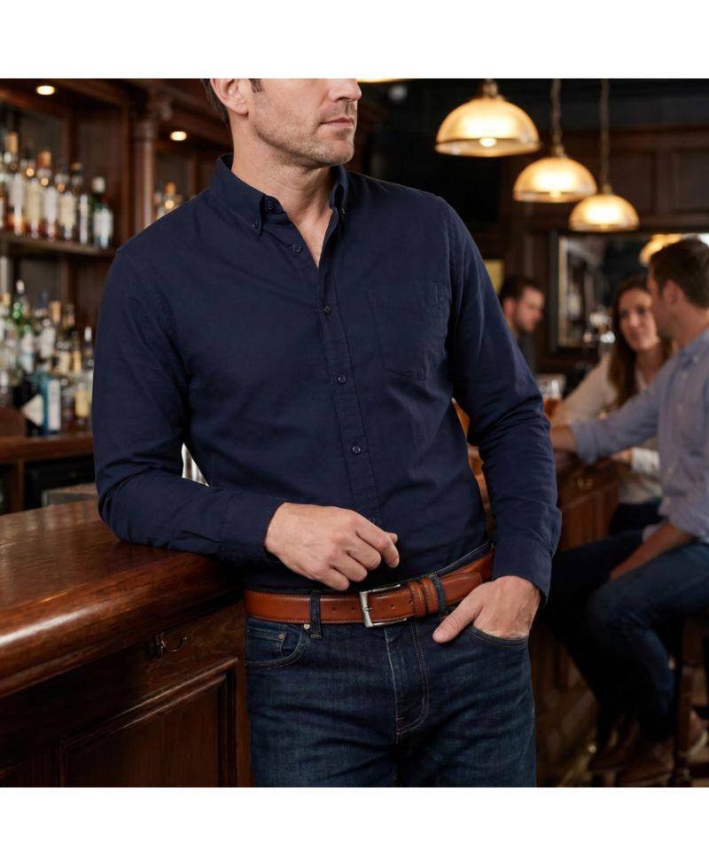 Vincenzo Italian Leather Contrast-Stitch 35mm Belt