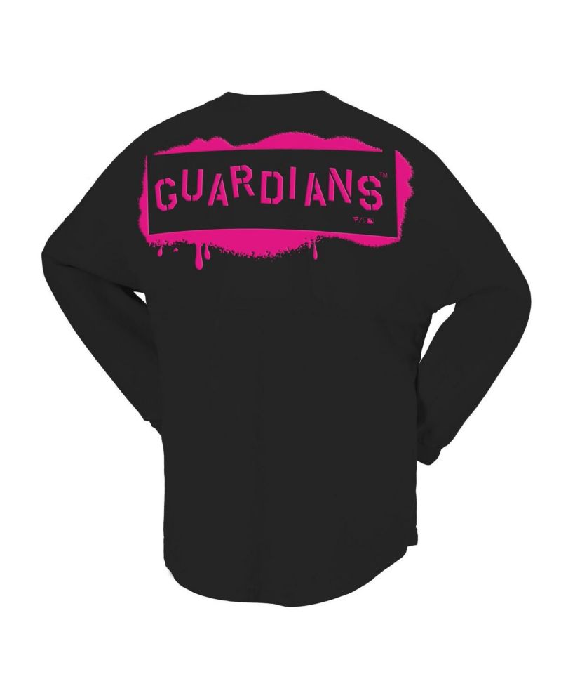 Women's Black Cleveland Guardians Neon Jersey Long Sleeve T-Shirt