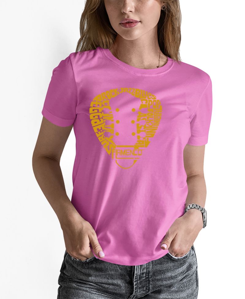 Women's Guitar Pick Genres Word Art Pullover Top