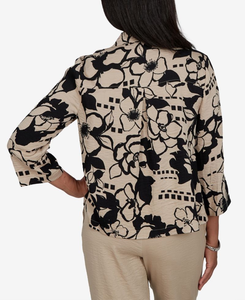 Women's Travel Advisory Geo Floral Button Front Top