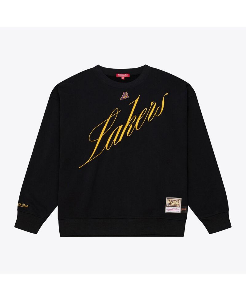 Women's Black Los Angeles Lakers Hardwood Classics Script Lightweight Sweatshirt
