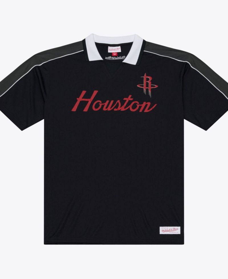 Men's Houston Rockets Sewn-On Stripe Polo Shirt