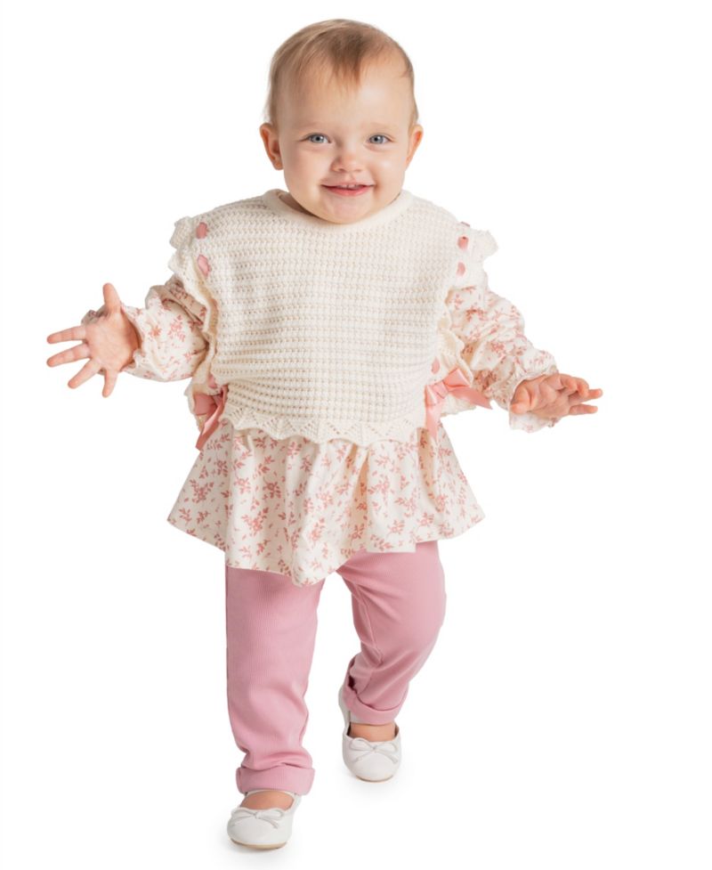 Baby Girls' Knit Vest with Top and Knit Pants, 2-Piece Set