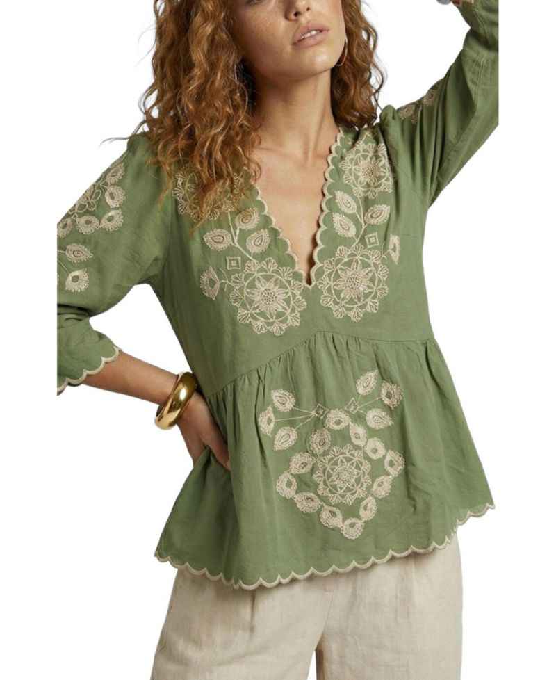 Women's Aubrey V-Neck Embroidered Blouse