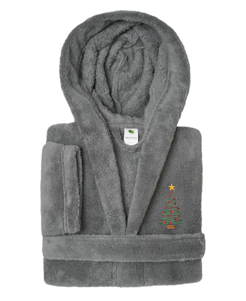Christmas Tree Kids Super Plush Double Brushed Hooded Bathrobe