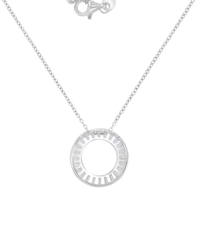 Cubic Zirconia Open Circle Pendant Necklace in Sterling Silver